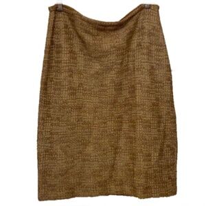ST. JOHN TAN GOLD TWEED PENCIL SKIRT SZ 10 BLACK LABEL HOLIDAY